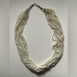 Vintage White Multi-Strand Beaded Necklace